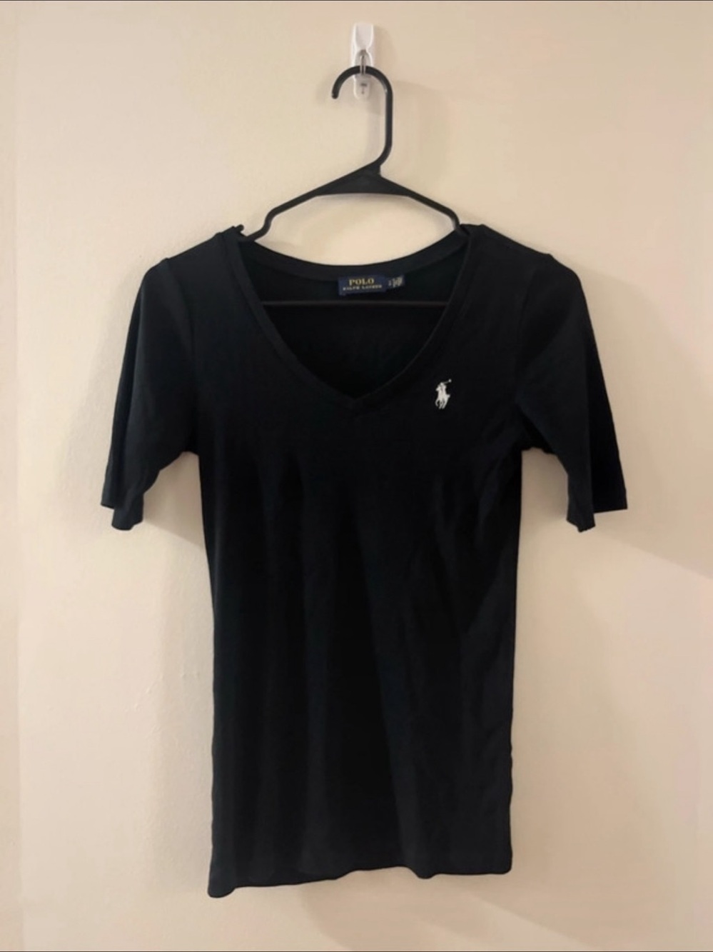 Polo Ralph Lauren Cotton Jersey V-Neck Tee Black Small